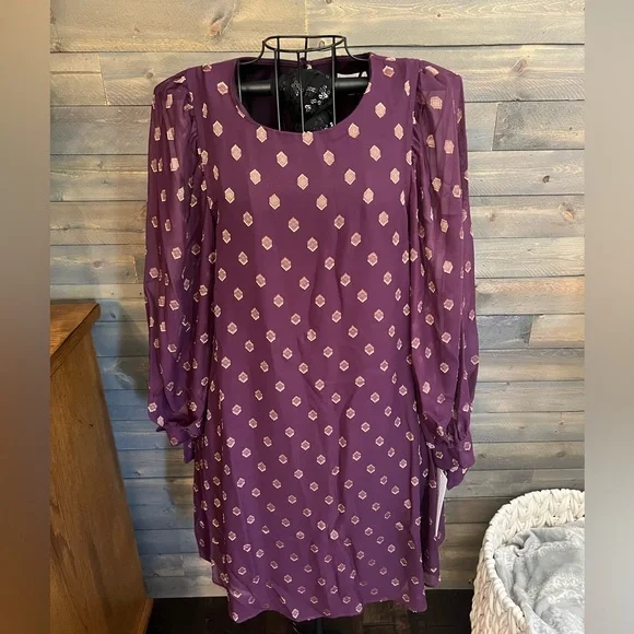 NEW Calvin Klein Womens Metallic Mini Dress with Tie Sleeves S… - Picture 2 of 11